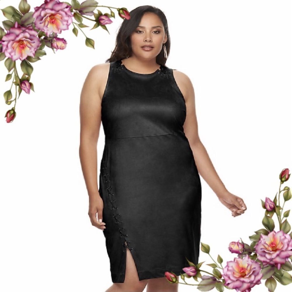 Jennifer Lopez plus Size faux suede sleeveless sheath dress‎